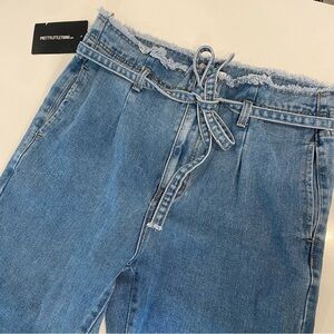 PrettyLittleThing Blue Denim Paperbag Jeans